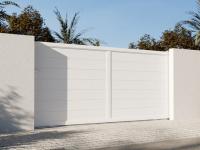 Portail Calanque avec lames PVC gamme Embrun - Ral 9016 brillant - Ambiance 3D
