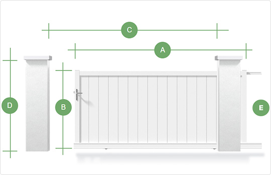 Schéma type de prise de cote portail coulissant gamme Littoral